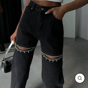 Crystal cut jeans in black